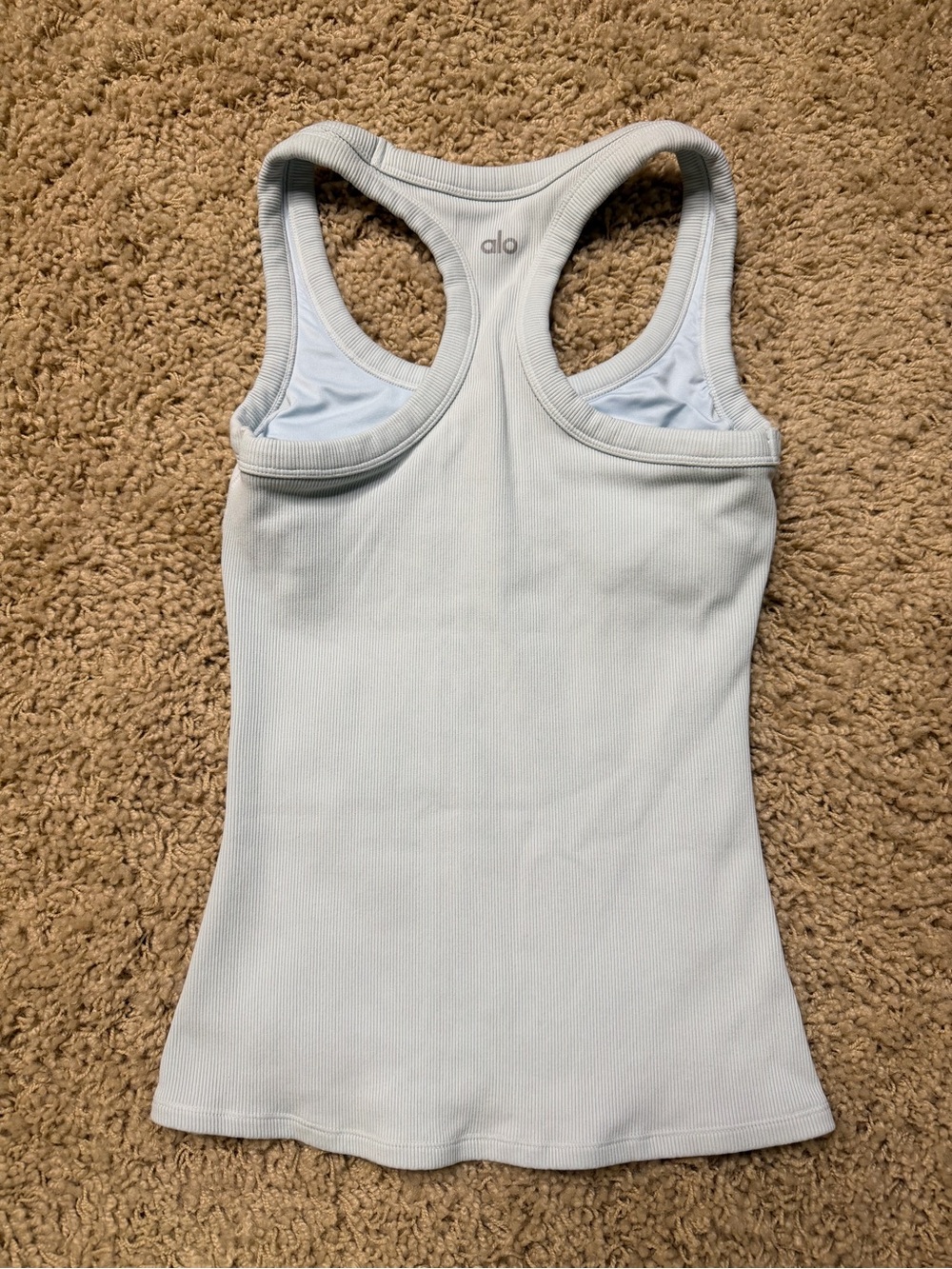 ALO Yoga Light Blue Ribbed Racerback Tank - Picture 3 of 3